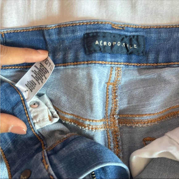 Aeropostale Light Blue Distressed Jean Shorts - Picture 3 of 4